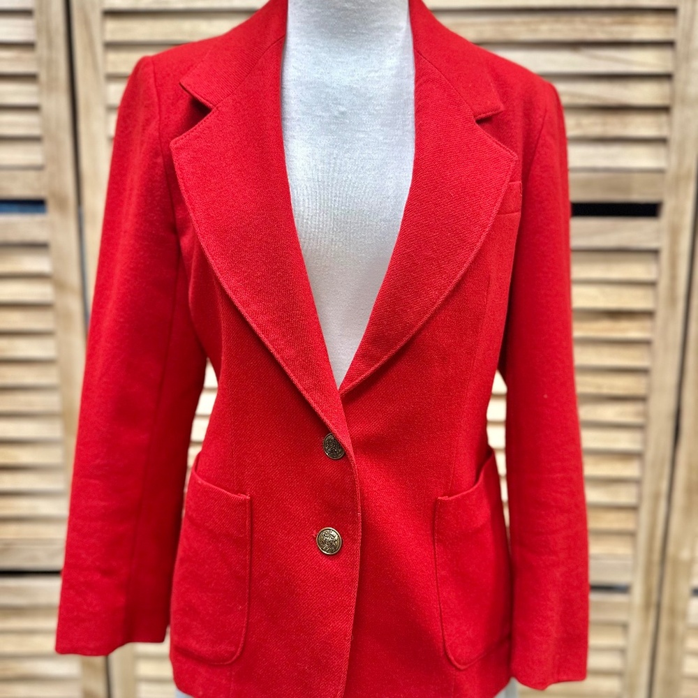 Vintage Worthington Red Wool Blazer Size Petite